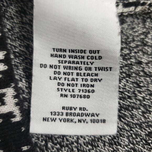 Ruby Rd. Petite Womens Sweater PM Medium Cowl Neck Drawstring Black Geometric - Picture 9 of 9